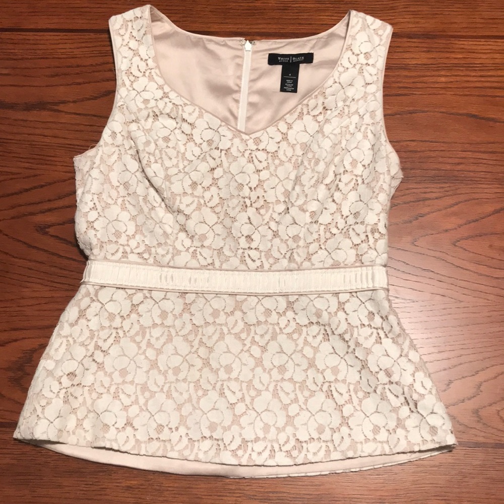 WHBM Cream Lace Top
